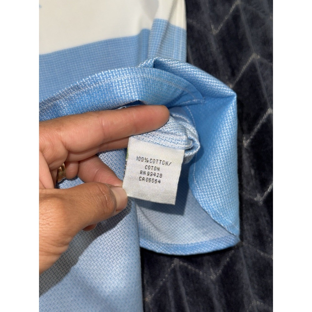 Bugatchi Uomo Men White Blue Floral Embroidered Shaped Fit Button Down Sz M - Picture 6 of 10
